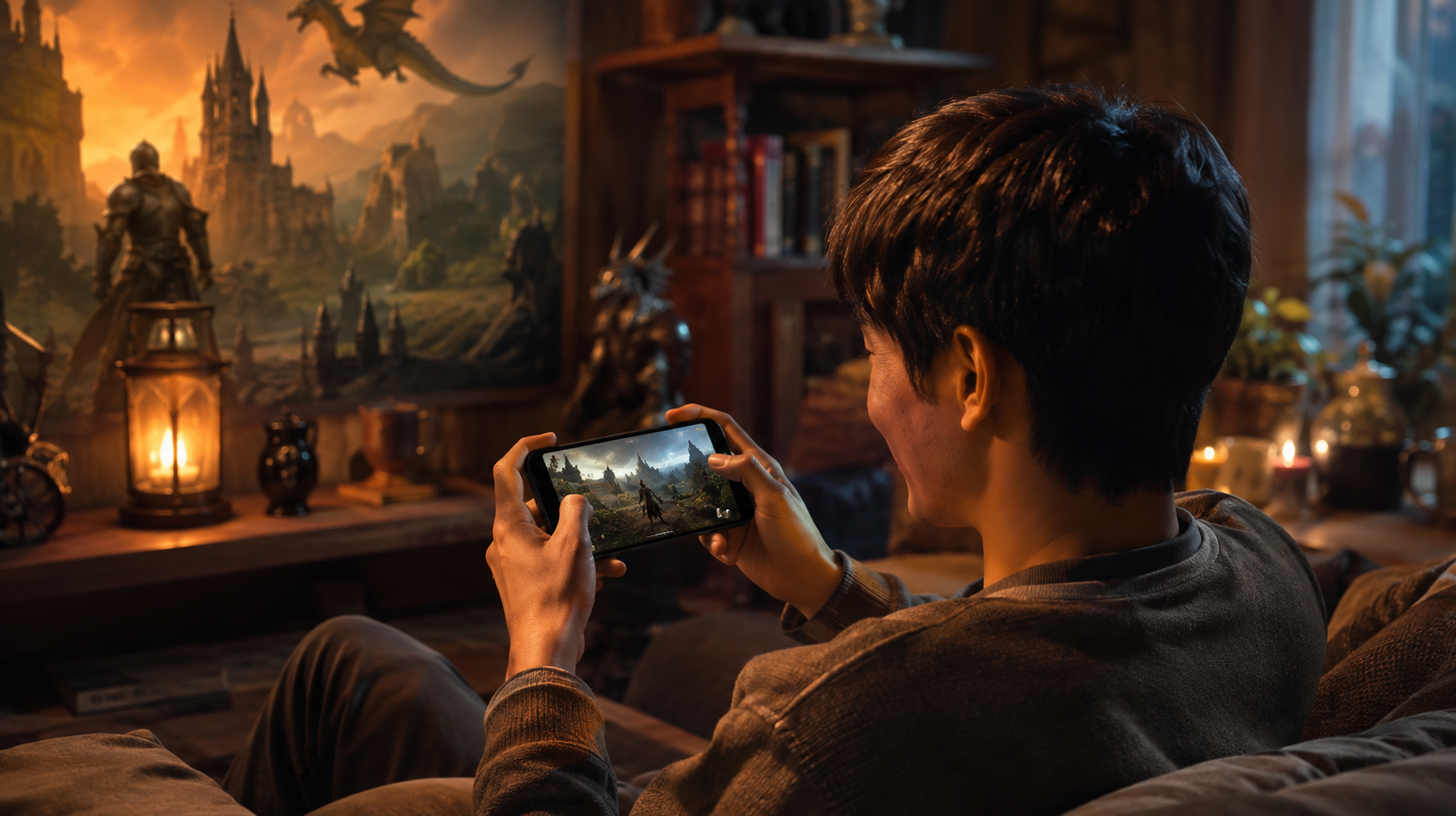 Playing on a smartphone